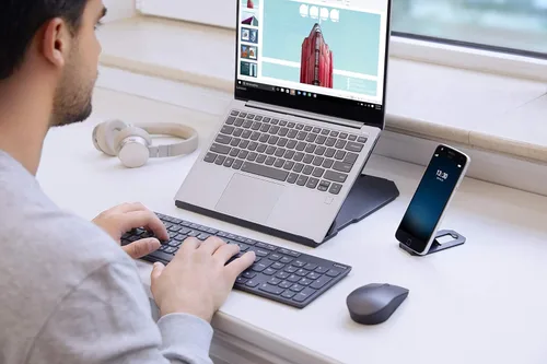 Miniatura 2 de Lenovo Soporte para laptop 2 en 1: ajustable, portátil, plegable, ergonómico, antideslizante, compatible con portátiles de hasta 15 pulgadas