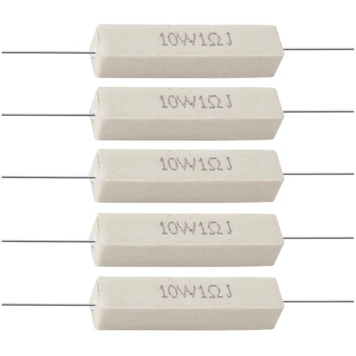 BlueStars 5 resistencias de cemento cerámico de alta calidad de 10W 1 ohmio, tolerancia de resistencia ± 5% 1r, reemplazo para adaptadores de