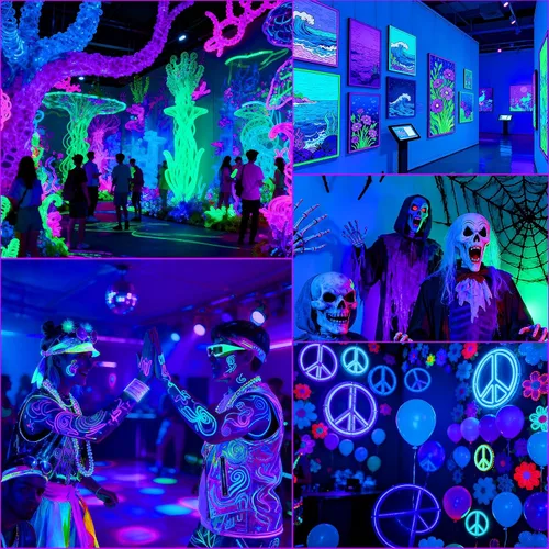 Miniatura 8 de Barras de luz LED negras de 45 W IP65 con interruptor de encendido y apagado de 59 pulgadas para póster, cumpleaños, escenario, Halloween, Navidad