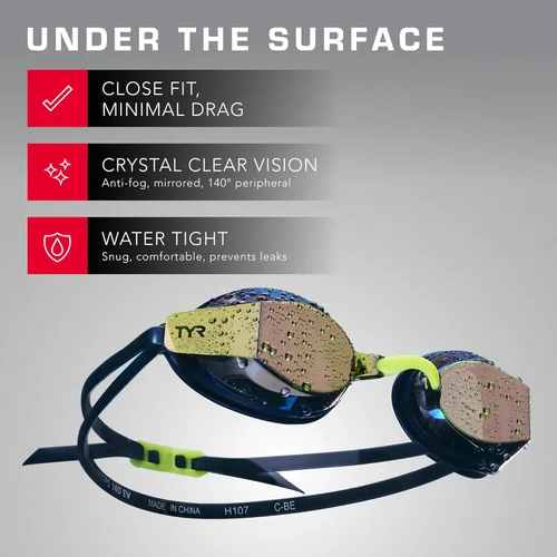 Miniatura 6 de TYR Blackops 140 EV Racing - Gafas de natación competitivas para hombres y mujeres, antivaho Sin espejo - Transparente