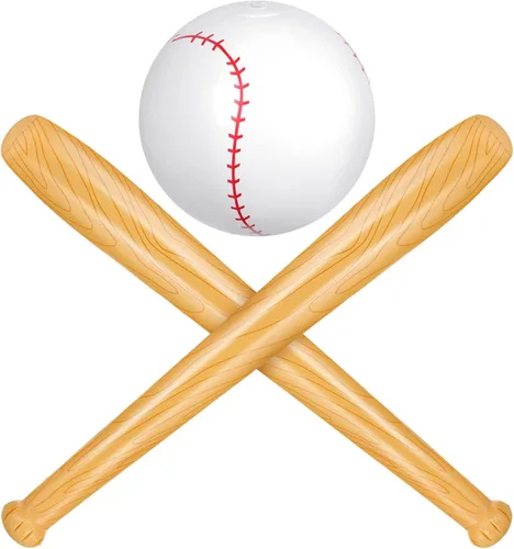 Miniatura 2 de Lewtemi Juego de 3 pelotas inflables de béisbol para playa, incluye 2 bates de béisbol inflables y pelota de piscina de playa, regalos de fiesta