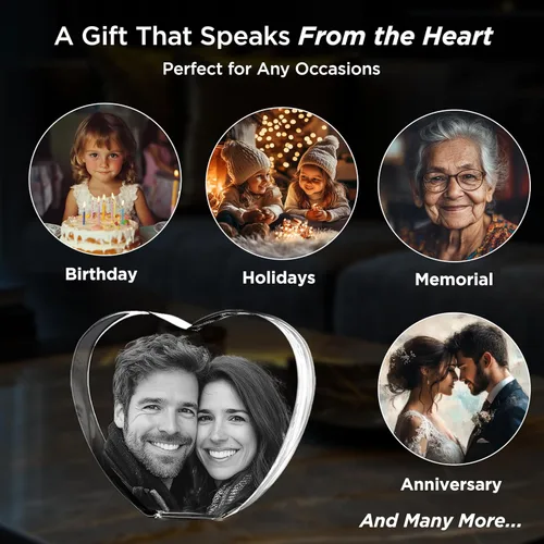Miniatura 8 de Captur3D - Foto de corazón de cristal 3D, personalizado, con imagen grabada y mensaje, regalo para cumpleaños, boda, recuerdo, día de la madre, San
