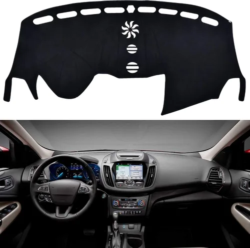 Miniatura 10 de SPEEDWOW Tapete para cubierta de tablero de instrumentos compatible con Ford F150 1997-2003 sin sensor climático/sensor de luz
