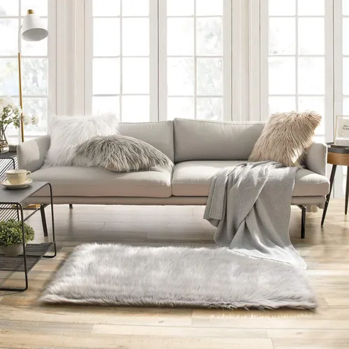 Miniatura 167 de Ashler Home Deco - Tapete de pelo sintético de oveja, mullido, suave, de 2 x 3 pies, lavable a máquina, dormitorio, habitación de los niños, sala