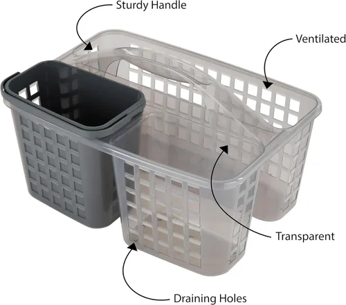 Miniatura 3 de Bath Bliss 2 en 1 portátil, organizador de ducha y baño para champú, acondicionador, jabón y cosméticos, en bolsa de baño gris (26118-GRIS)