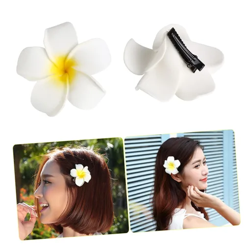 Miniatura 4 de FOMIYES 25 horquillas Frangipani para mujer, pinzas de pelo de flores de simulación, pinzas negras para novia, para playa, bodas, fiestas