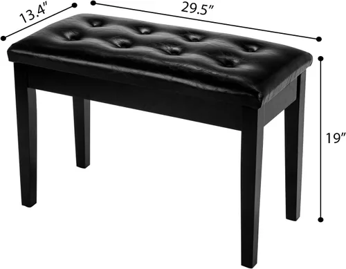 Miniatura 2 de Bonnlo - Banco de piano doble/dúo de madera con almacenamiento y cojín grueso, banco de piano acolchado de piel sintética para artista, asiento
