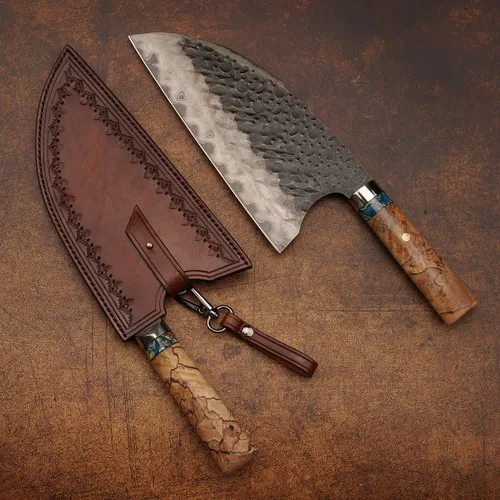 Miniatura 2 de Cuchillo de cocina chino de acero Skd11 forjado, cortador de mano profesional de 8.5 pulgadas, picador afilado de alta dureza, para carne y verduras