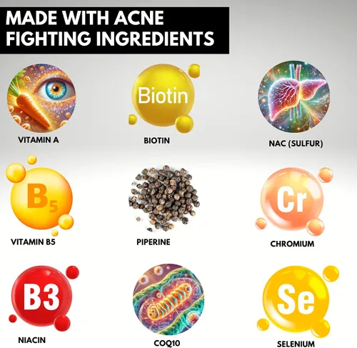 Miniatura 5 de Suplementos vitamínicos para tratamiento del acné de Acnetame (60 pastillas)
