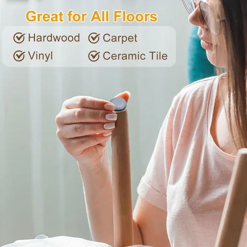 Miniatura 5 de uxcell Protectores de suelo para patas de silla, 24 piezas de 5/8 pulgadas – Deslizadores redondos de PTFE para muebles, almohadillas para muebles