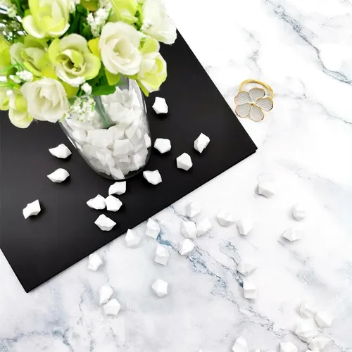 Miniatura 6 de Relleno de jarrón blanco para decoración del hogar, cubitos de hielo triturados falsos, rellenos de jarrón, 150 cubos de hielo falsos reutilizables