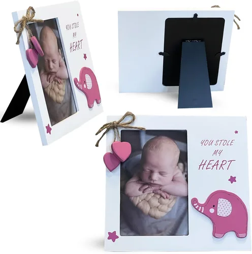 Marco de fotos de madera para recién nacido, con texto en inglés "Baby Girl You Stole My Heart", perfecto para baby shower, regalo de embarazo,