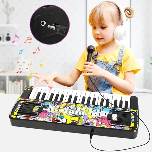 Miniatura 6 de M SANMERSEN Teclado de piano para niños, piano para niños, teclados musicales de 37 teclas, pianos electrónicos con soporte para libro de música