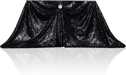 Miniatura 122 de PartyDelight Mantel de lentejuelas redondo de 50 pulgadas, color dorado claro, adorno de mesa para decoración de bodas, fiestas, cumpleaños
