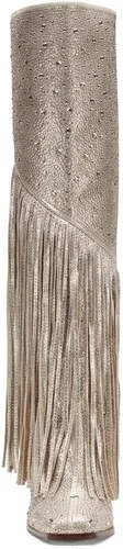 Miniatura 3 de CKSNDLF Botas con borlas y diamantes de imitación para mujer, punta cuadrada, tacón grueso, botas altas hasta la rodilla