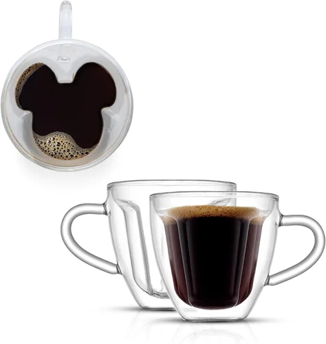 Miniatura 9 de JoyJolt Disney - Juego de 2 tazas de vidrio 3D de Mickey Mouse, tazas de café de vidrio de doble pared aisladas de 10 onzas con diseño 3D, juego
