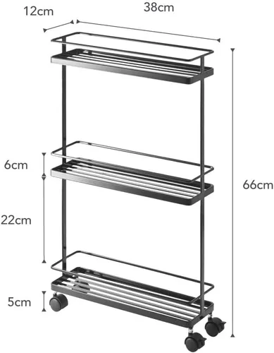 Miniatura 6 de Yamazaki – Carrito de almacenamiento con ruedas para la cocina, estante organizador portátil