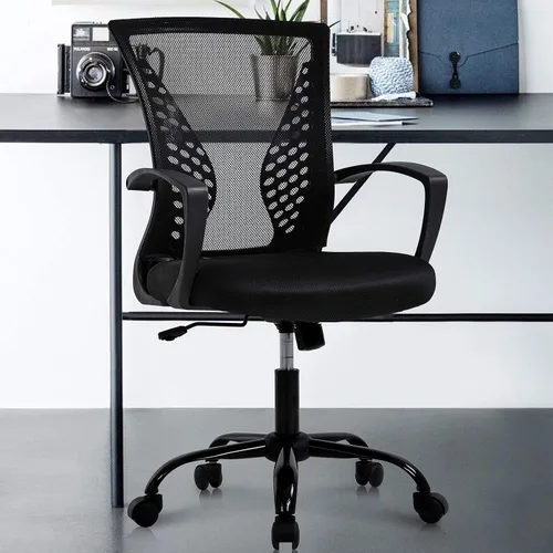 Miniatura 7 de TTY Store Silla de oficina de malla para el hogar, silla de escritorio ergonómica con soporte lumbar, reposabrazos ejecutivo, ajustable, giratoria