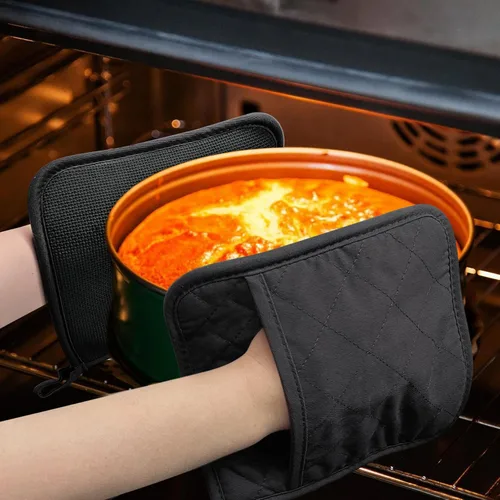 Miniatura 8 de Juego de 2 almohadillas de algodón y neopreno para horno con bolsillo de 8 x 8.5 pulgadas, juego de almohadillas calientes de doble función