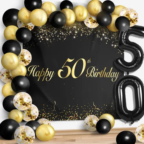 Miniatura 18 de Juego de globos negros de feliz cumpleaños 70 – Decoración de guirnalda temática de fiesta con texto en inglés "Cheers to 70 Years Old Party Theme