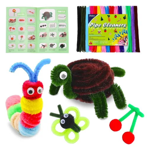 Zlulary Limpiadores de tuberías para manualidades, limpiapipas, suministros de manualidades, kit de arte y manualidades con instrucciones (idioma