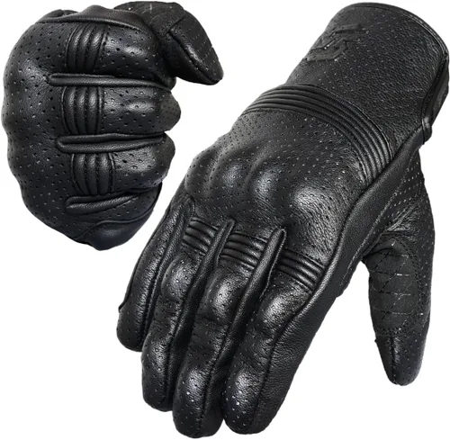 Miniatura 7 de Guantes de motocicleta de cuero SATHIND para hombres y mujeres Pantalla táctil Dedo completo Guantes de motocicleta de piel de cabra