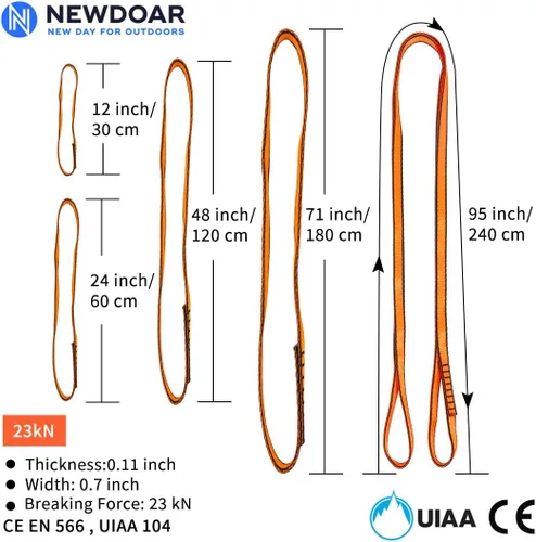 Miniatura 3 de NewDoar 16mm Cuerda de Escalada Certificada UIAA CE, 23KN Certificada EN566, Cordón Utilitario para Escalada en Roca, Creación de Sistemas de Naranja