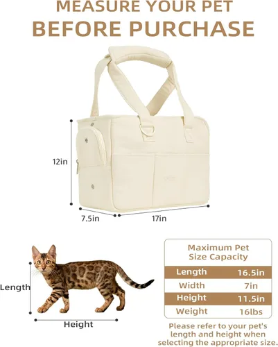 Miniatura 2 de ONECUTE Transportador para perros pequeños, conejos, gatos con bolsillos grandes, bolsa de algodón, transportador para perros de lado suave, Beige
