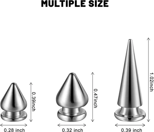 Miniatura 3 de 170 piezas de múltiples tamaños, tachuelas con forma de cono, insertos roscados, remaches de árbol metálicos grandes, medianos y pequeños para Plata