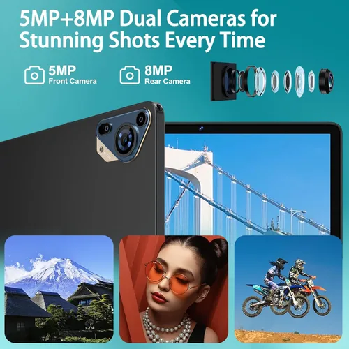 Miniatura 8 de 2025 Tableta Android 15 de 10.1 Pulgadas con Teclado y Ratón, Tabletas de Ocho Núcleos con Expansión de 22GB+128GB+1TB, Batería Grande de 8000mAh