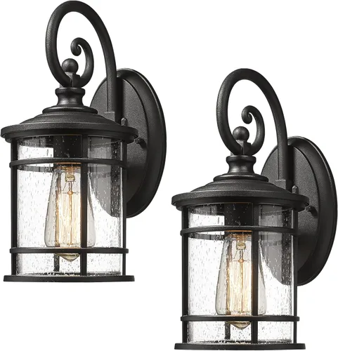 Miniatura 12 de Emliviar Paquete de 2 Apliques de Pared Exteriores, Linternas Antioxidantes para Exteriores Lámparas de Pared, Iluminación de Patio Estilo Granja