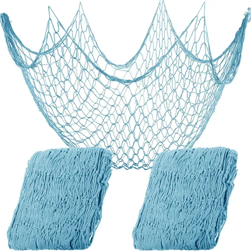 Miniatura 14 de Shappy 2 redes decorativas de 80 x 40 pulgadas, red para colgar en la pared para sirena, pirata, náutico, decoración de fiesta bajo el mar, temática