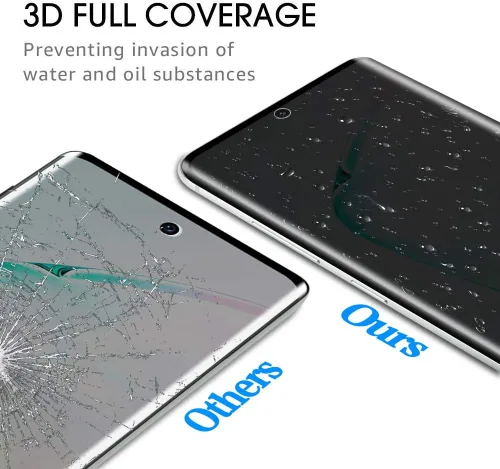 Miniatura 5 de Fotbor Paquete de 2 protectores de pantalla de vidrio templado para Samsung Galaxy Note 10 Plus, dureza 9H, antiarañazos, cobertura completa