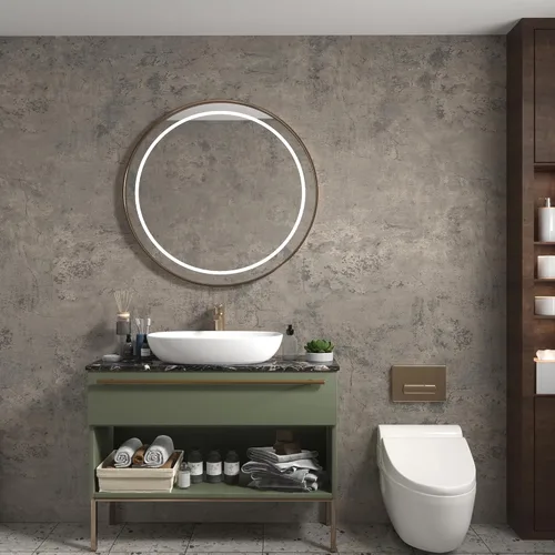Miniatura 3 de 3yecao Rollo grande extra ancho de 48"×354" papel tapiz de hormigón grueso marrón claro y gris despegar y pegar 3D, papel de contacto de hormigón