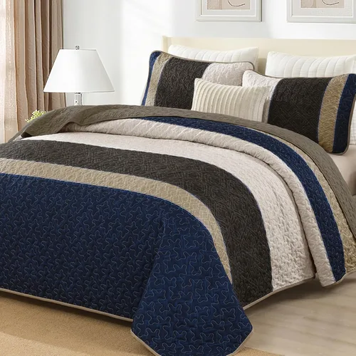 Miniatura 27 de Cottolester Juego de edredón de otoño de 2 piezas, tamaño individual, colcha de retazos a rayas marrones para hombres y mujeres, juego de ropa
