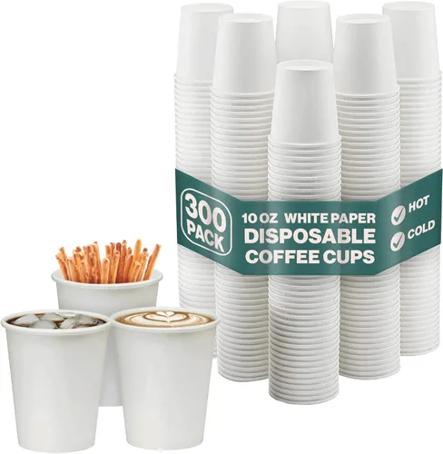 Miniatura 4 de NYHI Paquete de 200 vasos de papel desechables blancos de 4 onzas, tazas de café frío caliente para jugo de agua, té expreso, ideal para enfriadores