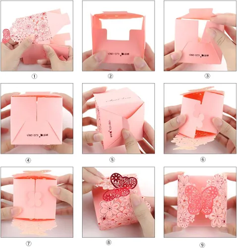 Miniatura 4 de Kslong Juego de 50 unidades por juego de cajas de regalo de galletas, recuerdos románticos de boda, bonita caja de chocolate para bodas, suministros