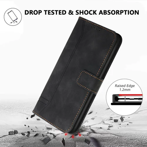 Miniatura 6 de Compatible with Motorola Moto E22/E22i, Leather Business Fashion Casual Phone Wallet Cover with Card Holder Slots Shockproof Kickstand Case-Black