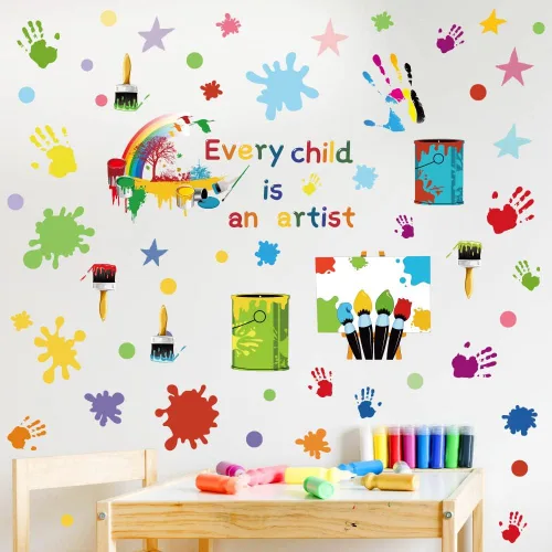 Miniatura 4 de iMagitek Cada Niño es un Artista Calcomanías de Pared Manchas de Pintura de Mano Acuarela Lunares Salpicaduras Decoraciones de Pared, Calcomanías