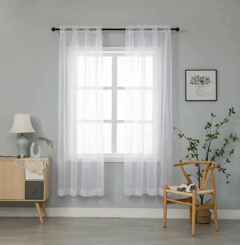 Miniatura 26 de WPM - Cortinas traslúcidas de gasa transparente con bolsillo para barra, 2 paneles de cortinas traslúcidas para dormitorio, cocina, sala de estar
