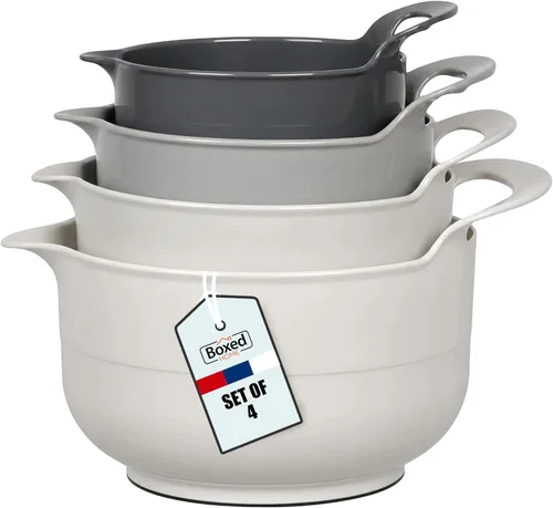 Miniatura 12 de BoxedHome Paquete de 4 Tazones de Mezcla Anidables con Pico Vertedor y Asa, Tazón Grande de Mezcla de Plástico sin BPA Apto para Microondas y Azul