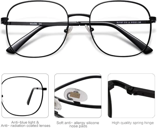 Miniatura 3 de SOJOS Classic Square Blue Light Blocking Glasses for Women Men Stylish Computer Glasses SJ1137