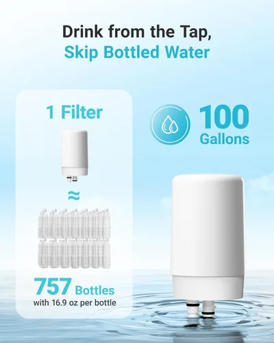 Miniatura 5 de AQUA CREST Filtro de agua para grifo, repuesto para filtro Brita®, sistema de filtración de agua del grifo Brita® Faucet 36311 On Tap, FR-200, Blanco