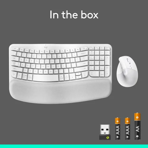 Miniatura 11 de Logitech Wave Keys & Lift Vertical Mouse - Combo de teclado y mouse inalámbrico ergonómico - con reposo de palma acolchado, Easy-Switch, Bluetooth