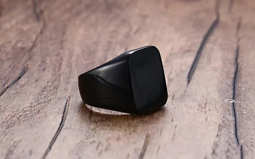 Miniatura 6 de Anillo de motero enhong, sello, anillo de acero pulido sólido, para hombre, ideal como regalo, tamaño de 17-38cm, color oro, negro o plata