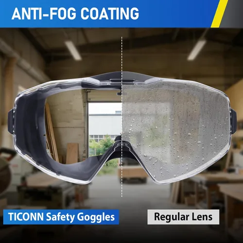 Miniatura 4 de TICONN Anteojos de seguridad antivaho y ajustables, ANSI Z87.1, UV385, protección ocular para adultos