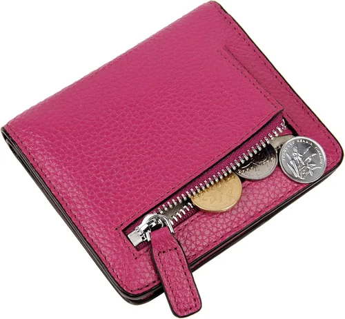 Miniatura 6 de BIG SALE-AINIMOER billetera de bolsillo pequeña con cremallera, plegable, compacta de cuero con bloqueo por identificación por radiofrecuencia