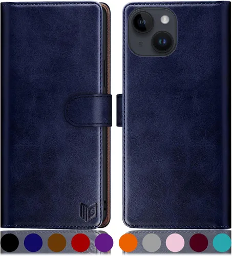 Miniatura 16 de SUANPOT Funda protectora tipo cartera con función atril para iPhone 15 Plus de 6.7 pulgadas, con soporte para tarjetas de crédito RFID, funda