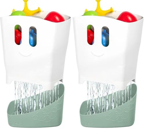 Miniatura 11 de Ubbi Set de regalo esencial para el tiempo del baño del bebé, recipiente de juguete de baño con drenaje de pie, apto para lavavajillas, blanco Set