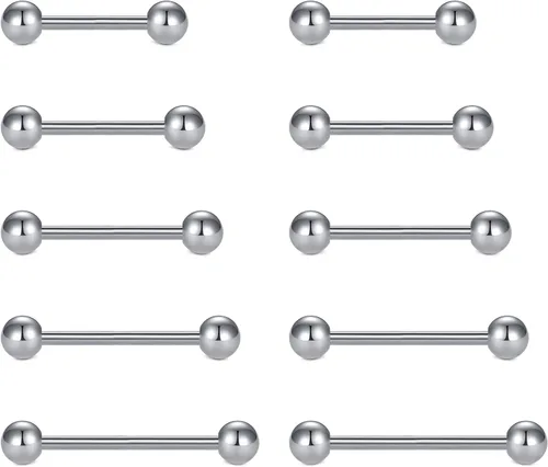 Miniatura 6 de MODRSA 14g 16g Nipple Rings Tongue Rings 14 Gauge Surgical Steel Nipple Bar Barbell 14mm 16mm 18mm Silver Rose Gold Black Tongue Piercing Jewelry